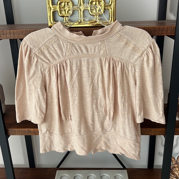 Free People Tops - Free People linen blend peach prairie blouse - women’s large